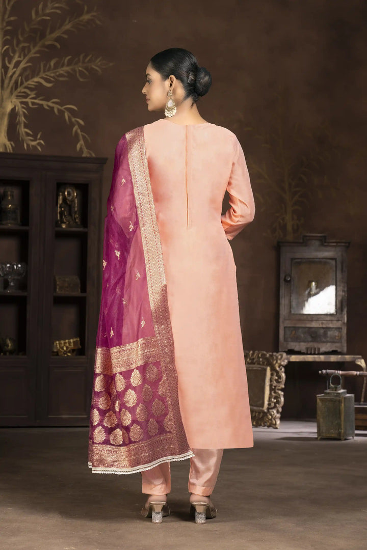 Elegant Art Silk Kurti Set | Designer Handwork & Printed Details