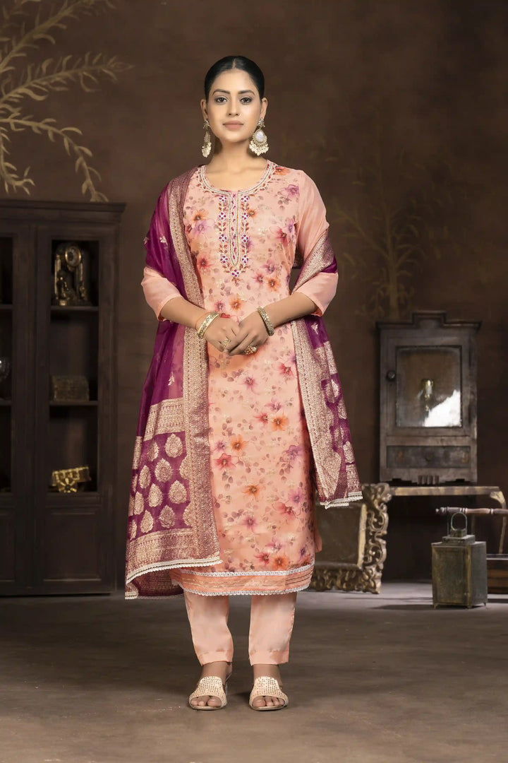 Elegant Art Silk Kurti Set | Designer Handwork & Printed Details