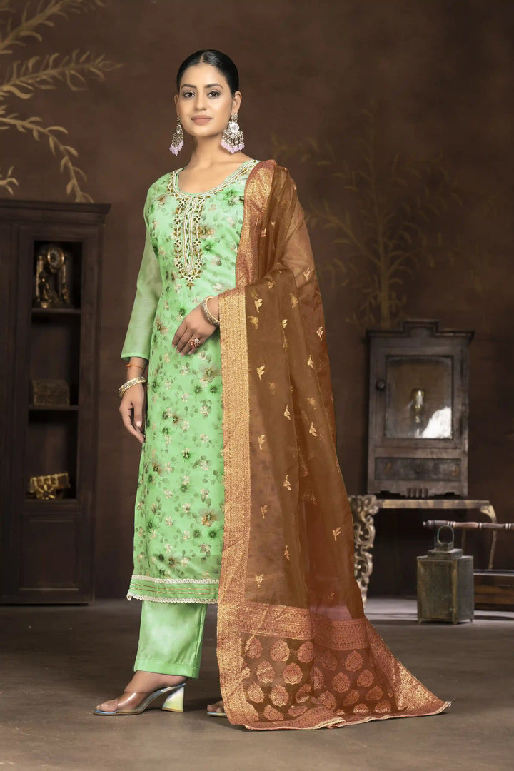 Elegant Art Silk Kurti Set | Designer Handwork & Printed Details