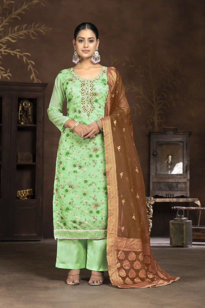 Elegant Art Silk Kurti Set | Designer Handwork & Printed Details
