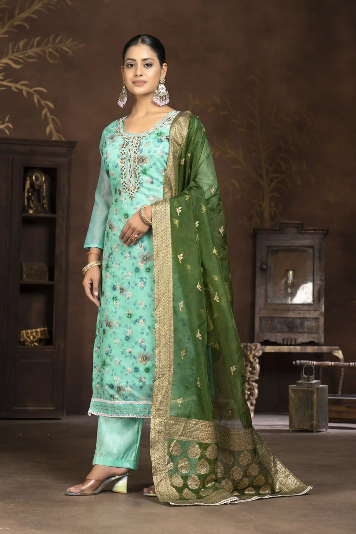 Elegant Art Silk Kurti Set | Designer Handwork & Printed Details