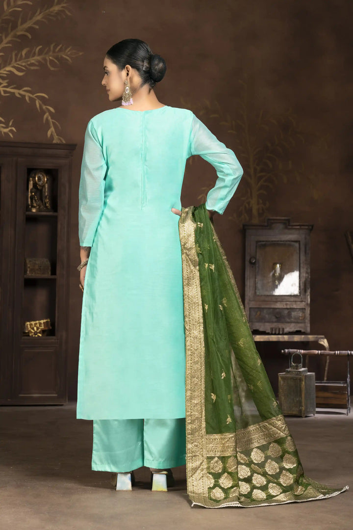 Elegant Art Silk Kurti Set | Designer Handwork & Printed Details
