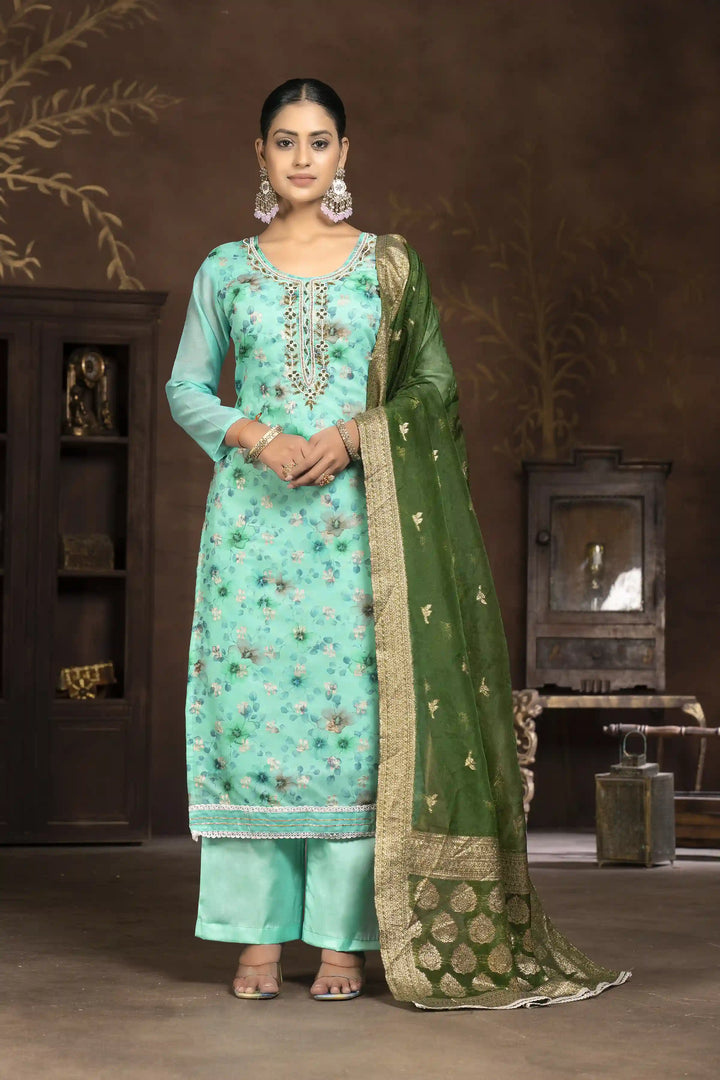Elegant Art Silk Kurti Set | Designer Handwork & Printed Details