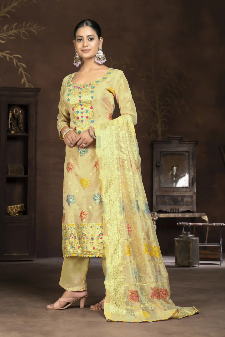 Ethnic Kurti Set for Women | Organza & Santoon with Handwork