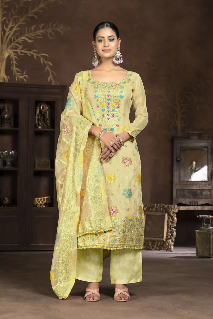 Ethnic Kurti Set for Women | Organza & Santoon with Handwork