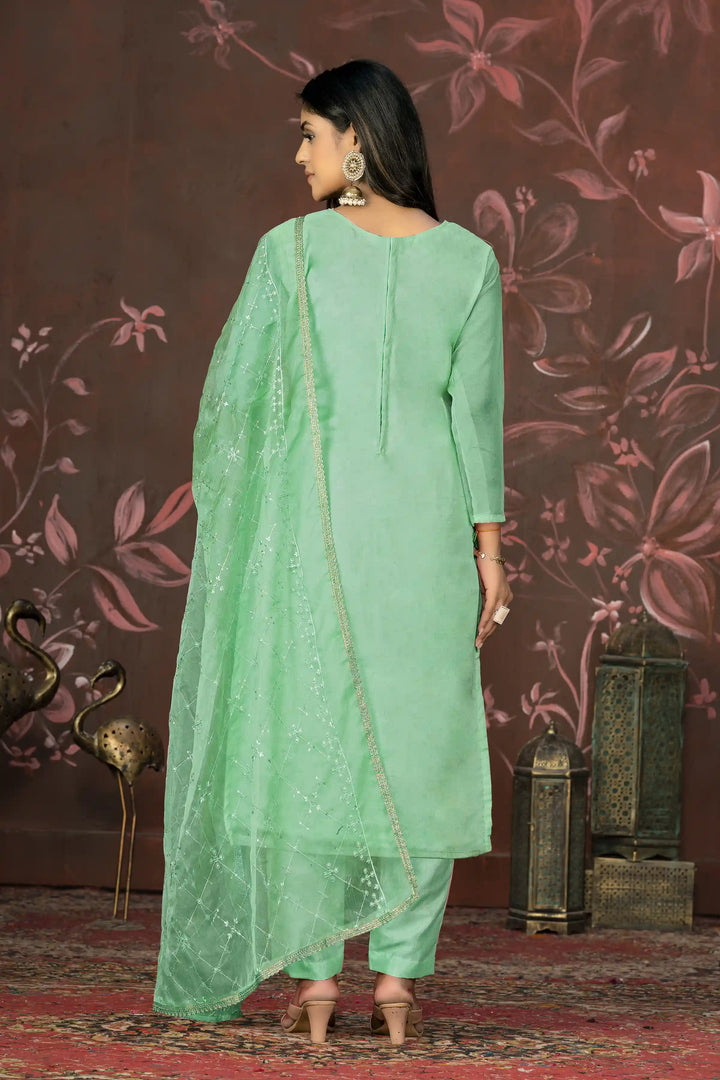 Ethnic Kurti Set for Women | Organza & Santoon with Handwork