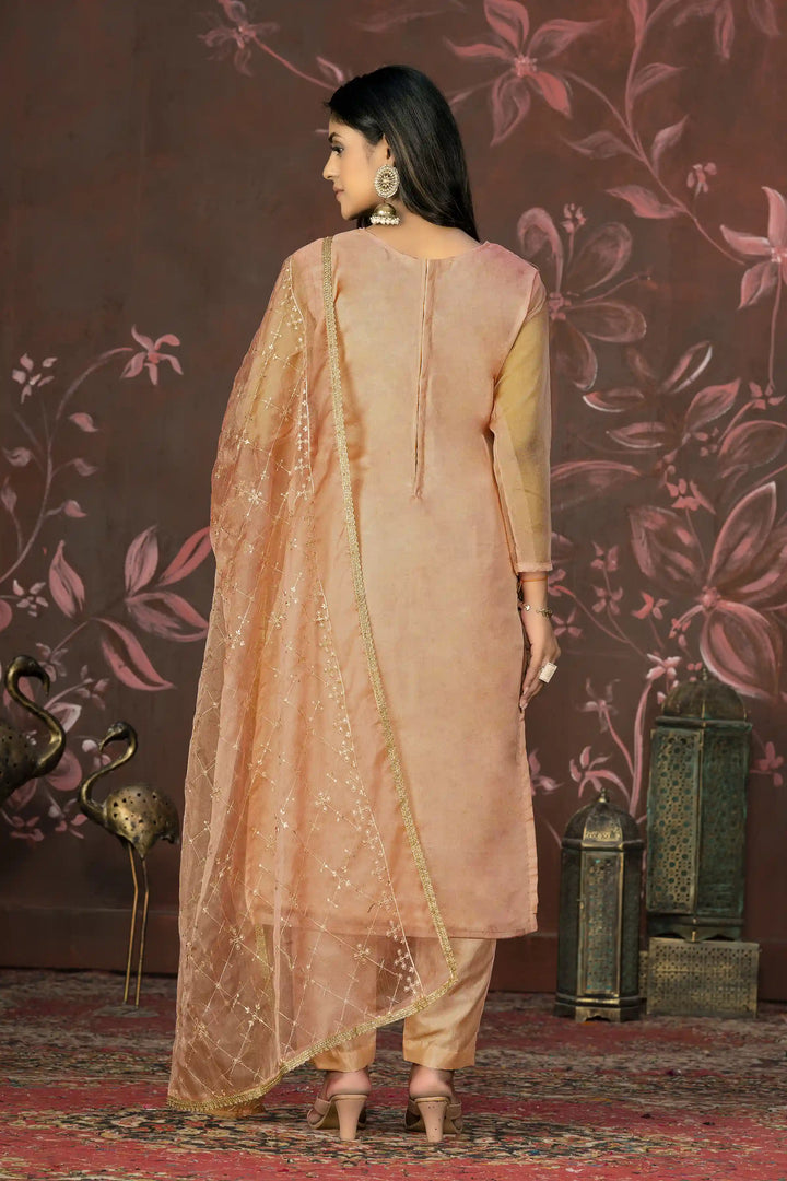 Ethnic Kurti Set for Women | Organza & Santoon with Handwork