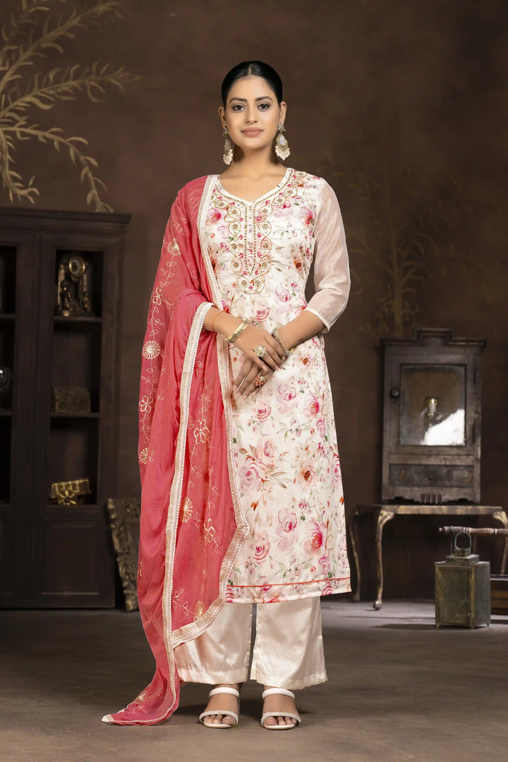 Stylish Modal Butti Kurti Set | Embroidered Design & Santoon Bottoms