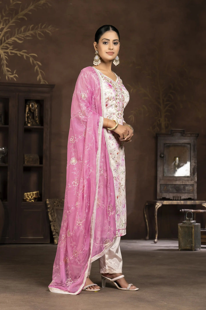 Stylish Modal Butti Kurti Set | Embroidered Design & Santoon Bottoms