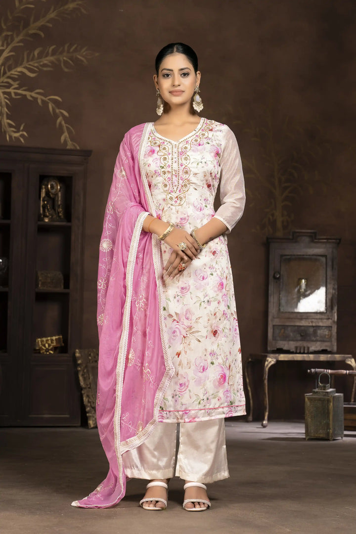 Stylish Modal Butti Kurti Set | Embroidered Design & Santoon Bottoms