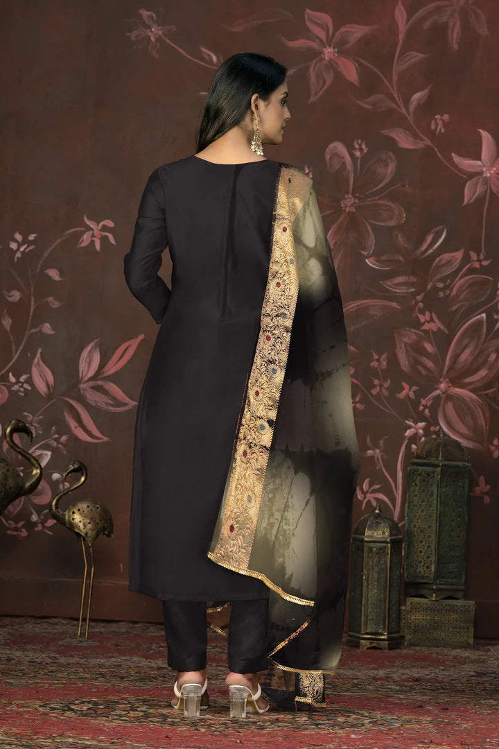 Elegant Kurti Set | Wevon Butti & Handwork with Organza Dupatta