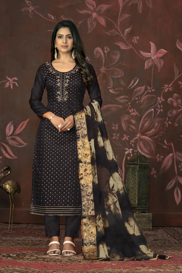 Elegant Kurti Set | Wevon Butti & Handwork with Organza Dupatta