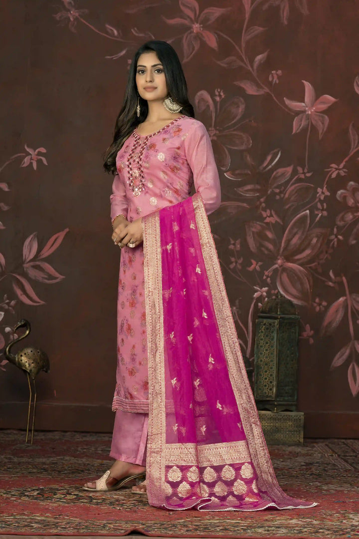 Elegant Modal Butti Suit | Organza Dupatta with Santoon Bottom