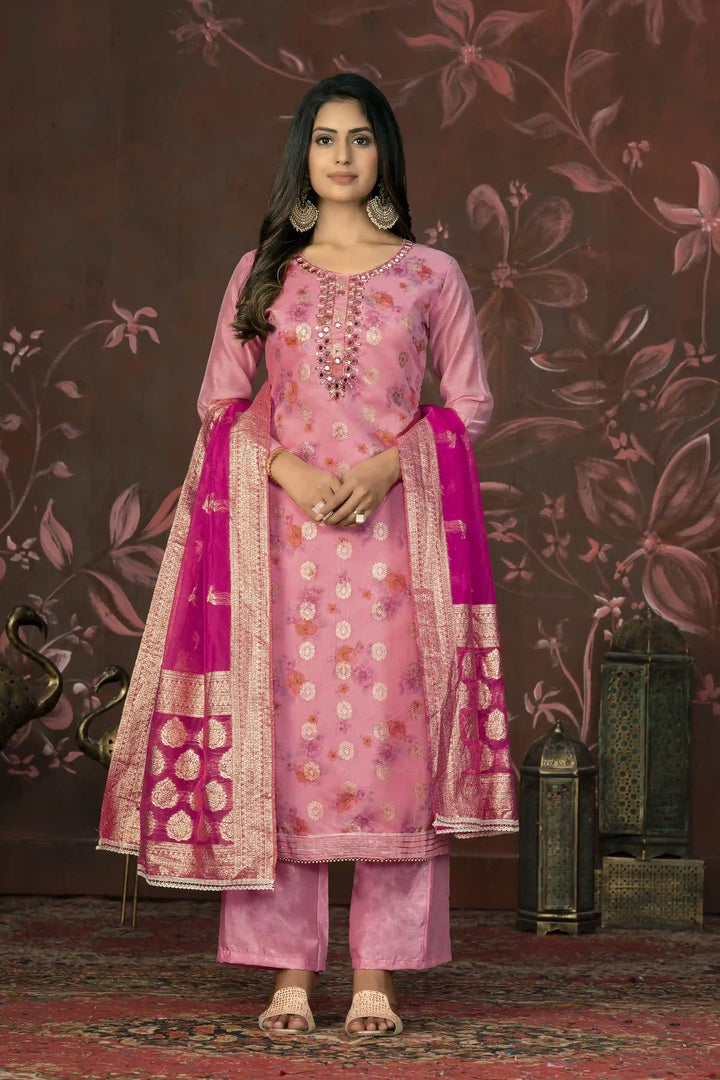 Elegant Modal Butti Suit | Organza Dupatta with Santoon Bottom