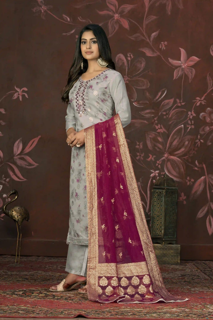 Elegant Modal Butti Suit | Organza Dupatta with Santoon Bottom