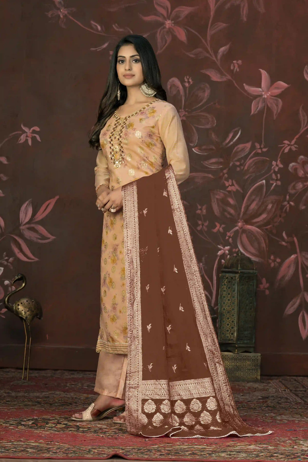 Elegant Modal Butti Suit | Organza Dupatta with Santoon Bottom