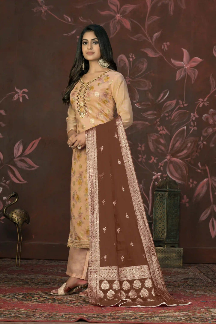 Elegant Modal Butti Suit | Organza Dupatta with Santoon Bottom