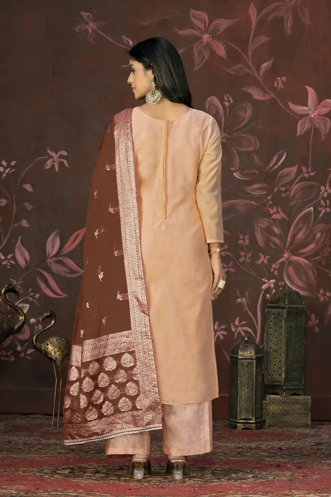 Elegant Modal Butti Suit | Organza Dupatta with Santoon Bottom