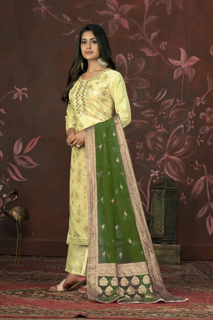 Elegant Modal Butti Suit | Organza Dupatta with Santoon Bottom