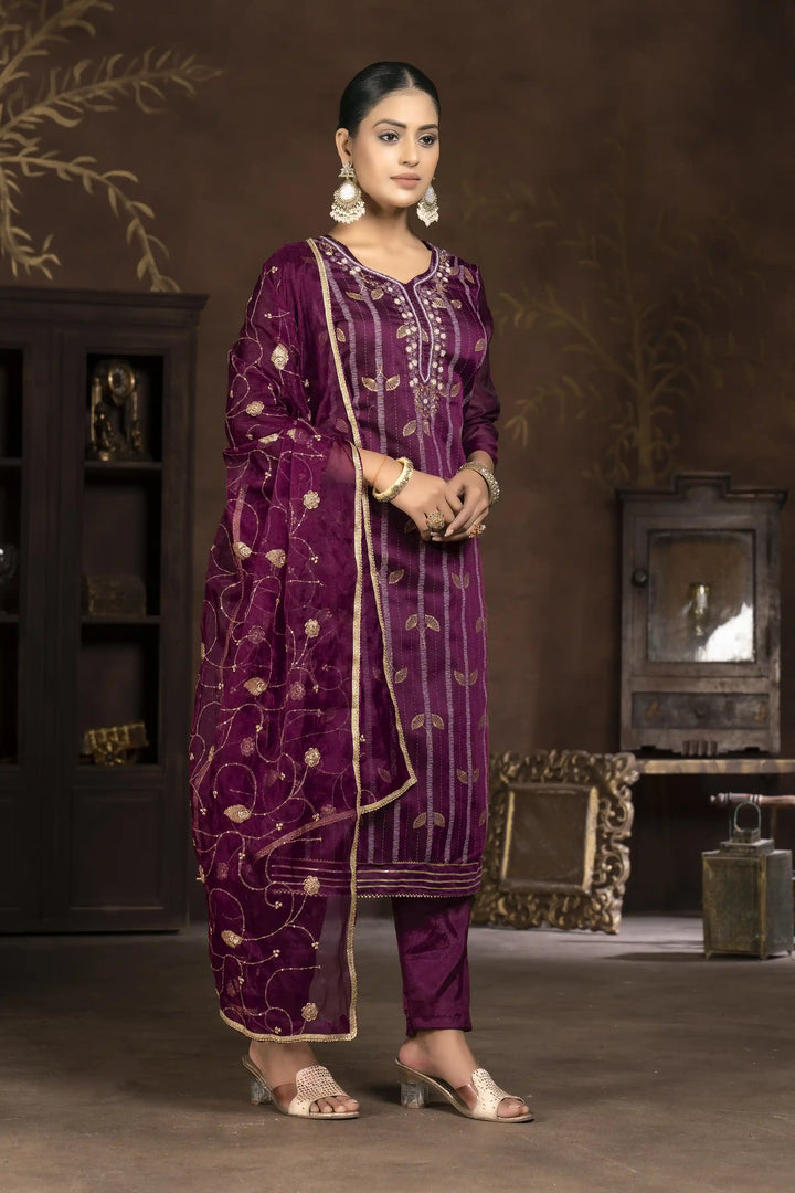 Elegant Modal Butti Top | Organza Dupatta Paired with Santoon Bottom