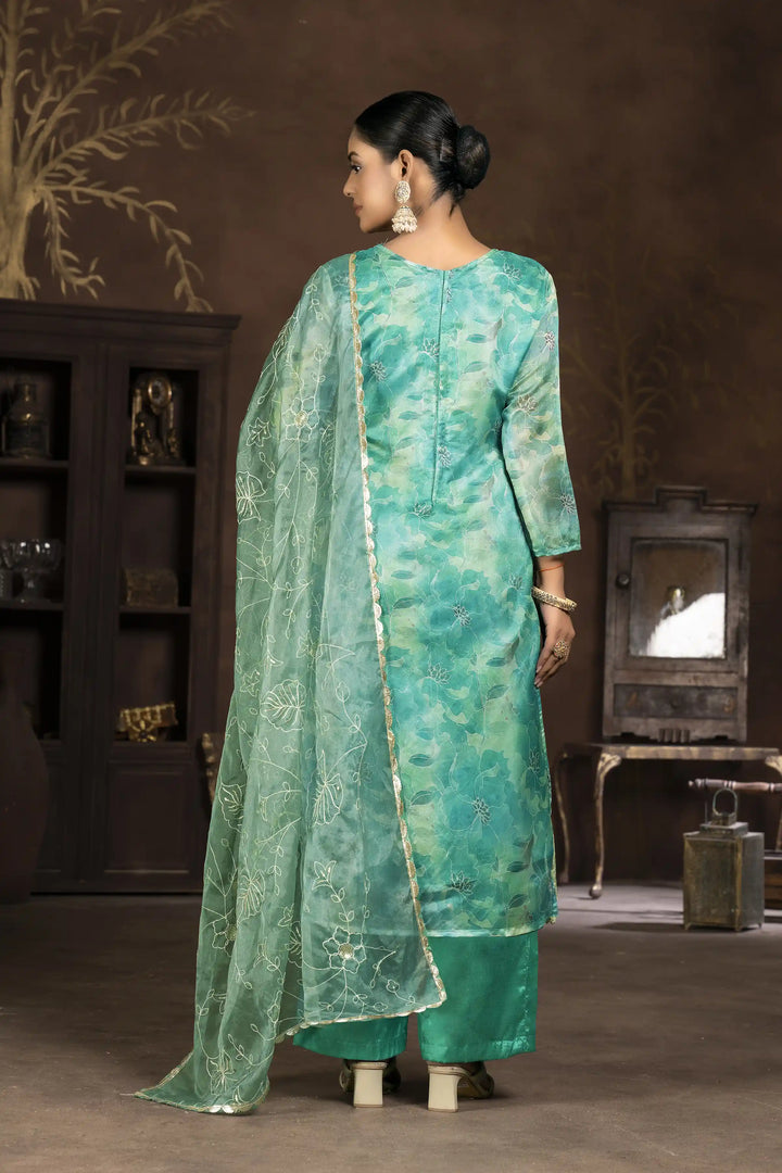 Elegant Organza Suit Set | Wevon Butti Designer Hand Work Ensemble