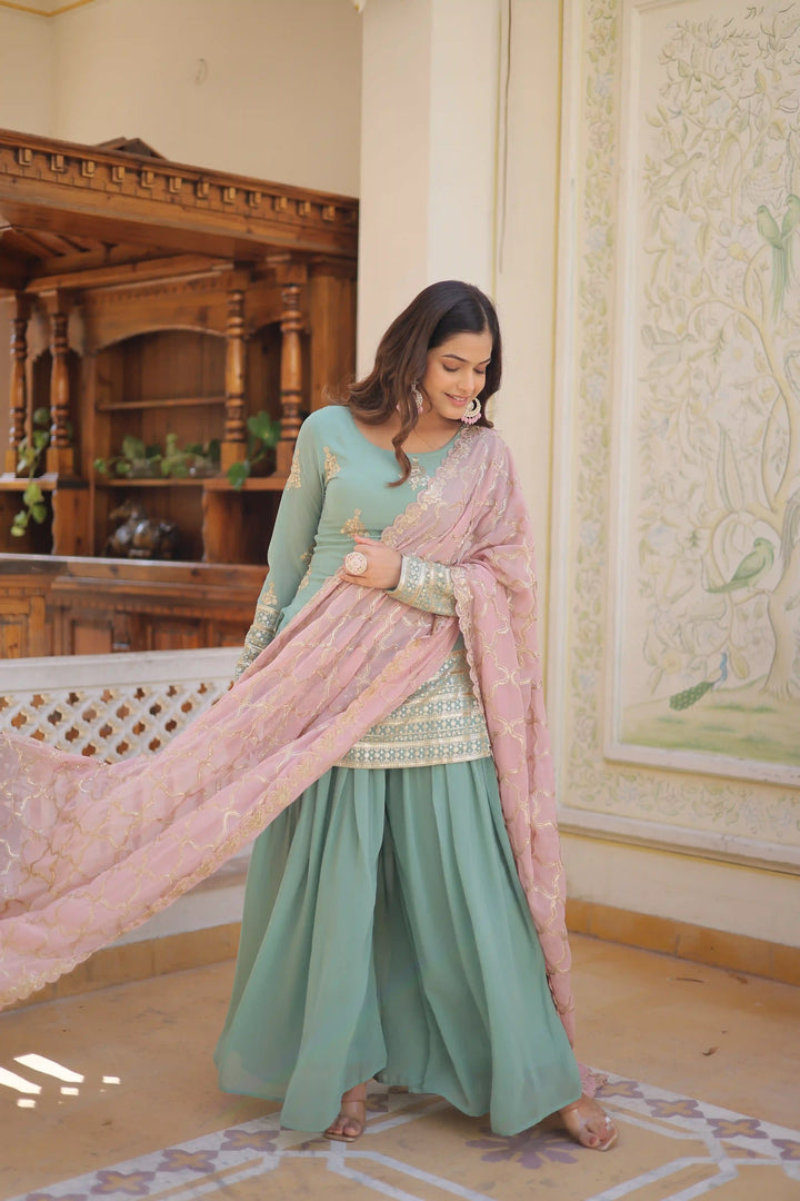 Party Wear Faux Georgette Suit | Designer Embroidery with Dupatta