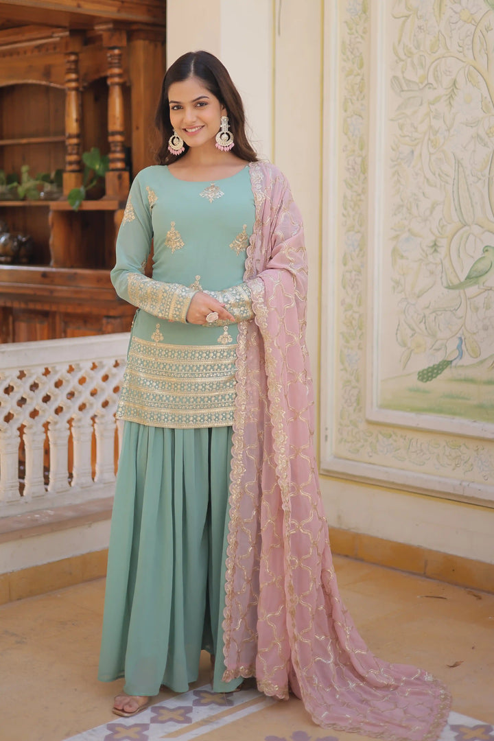 Party Wear Faux Georgette Suit | Designer Embroidery with Dupatta