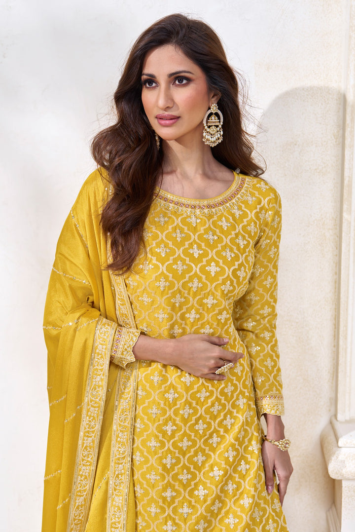 Designer Sharara Suits | Elegant Chinon Top with Dupatta Pair