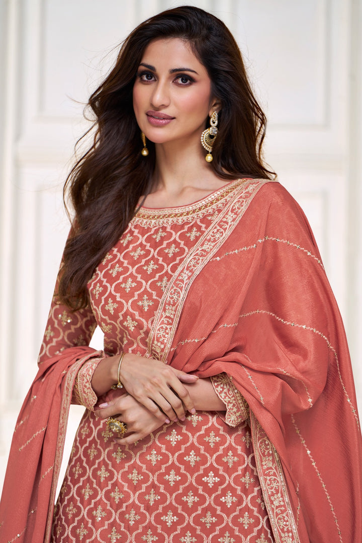 Designer Sharara Suits | Elegant Chinon Top with Dupatta Pair