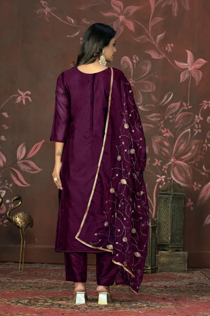 Organza Wevon Designer Suit | Hand Work Santoon Bottom & Dupatta Included