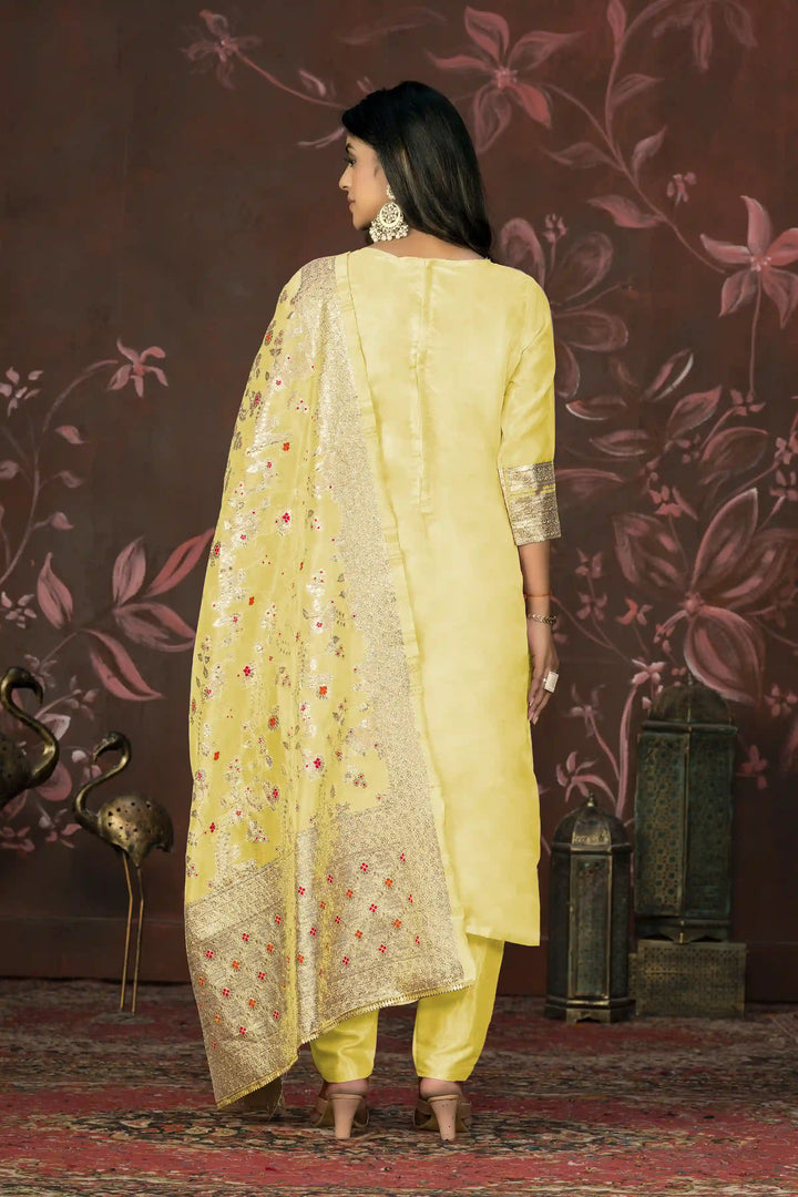 Elegant Banarasi Silk Suit | Designer Set with Santoon Bottom & Dupatta