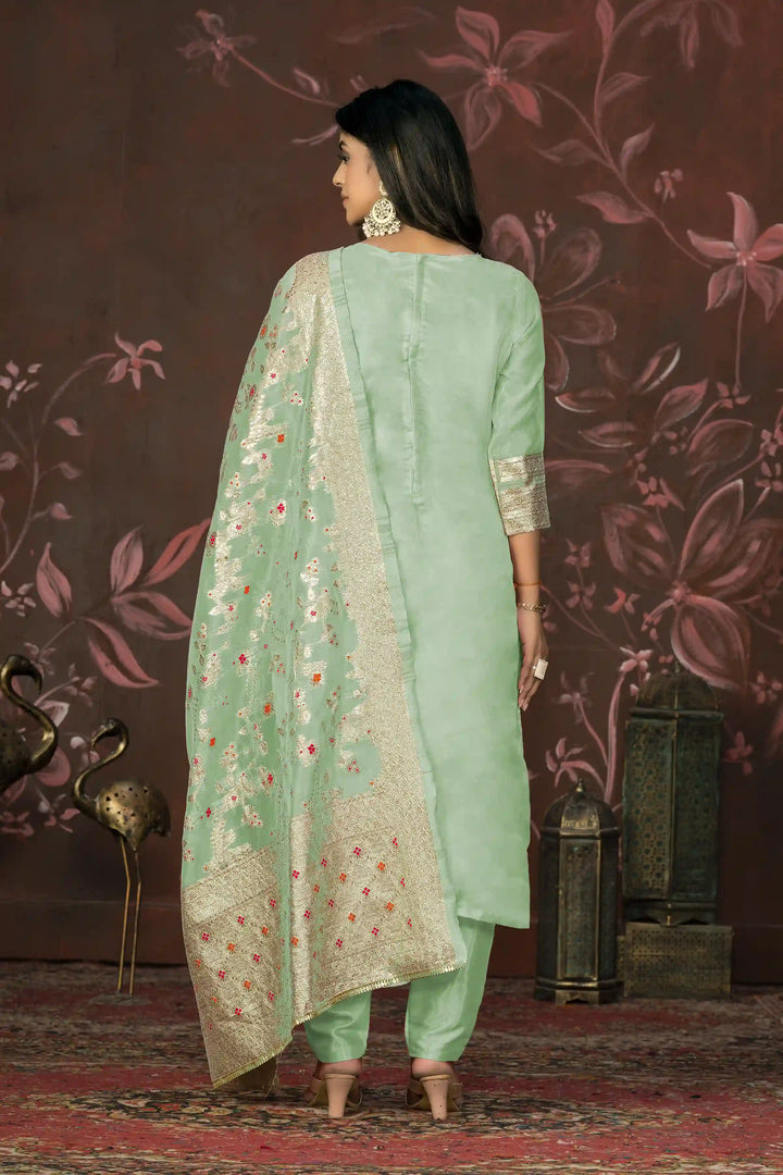 Elegant Banarasi Silk Suit | Designer Set with Santoon Bottom & Dupatta