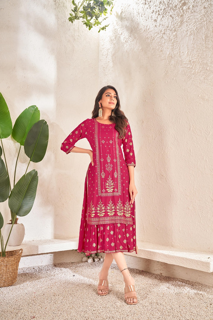 Fashion-Forward Pink Cotton Kurti | Perfect for Casual Outings