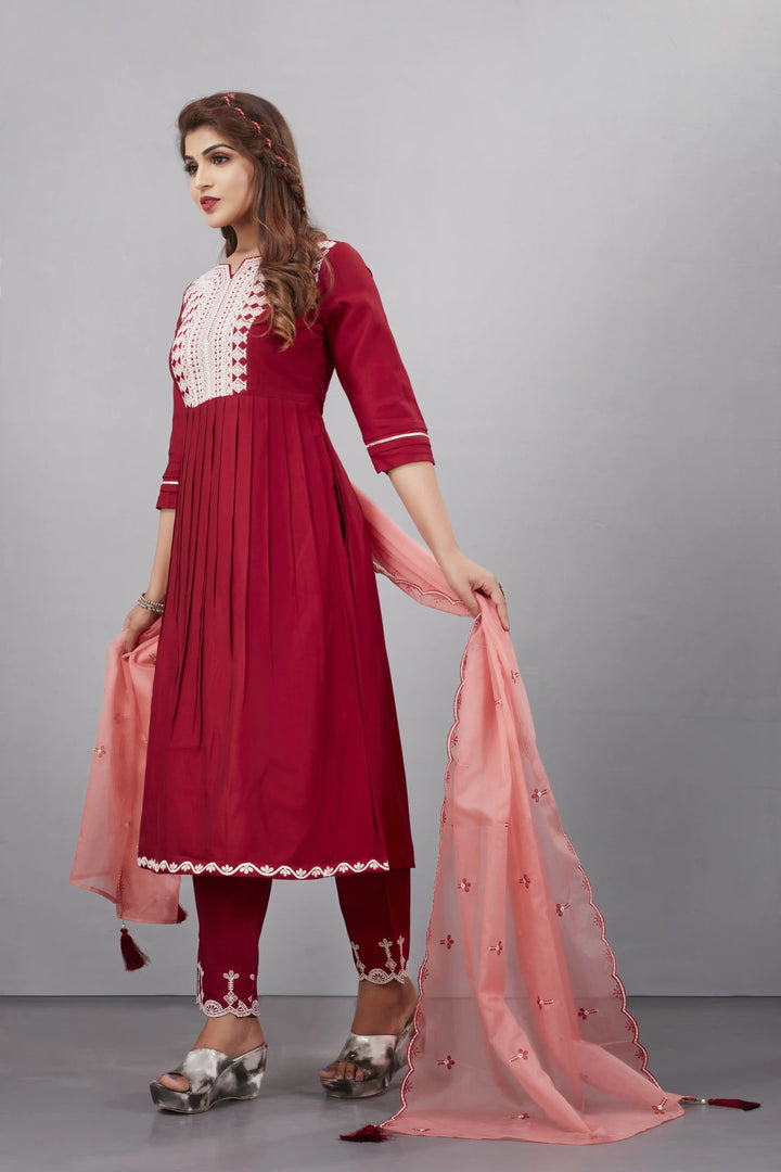 Designer Muslin Silk Top | Organza Dupatta with Lukhnowi Work