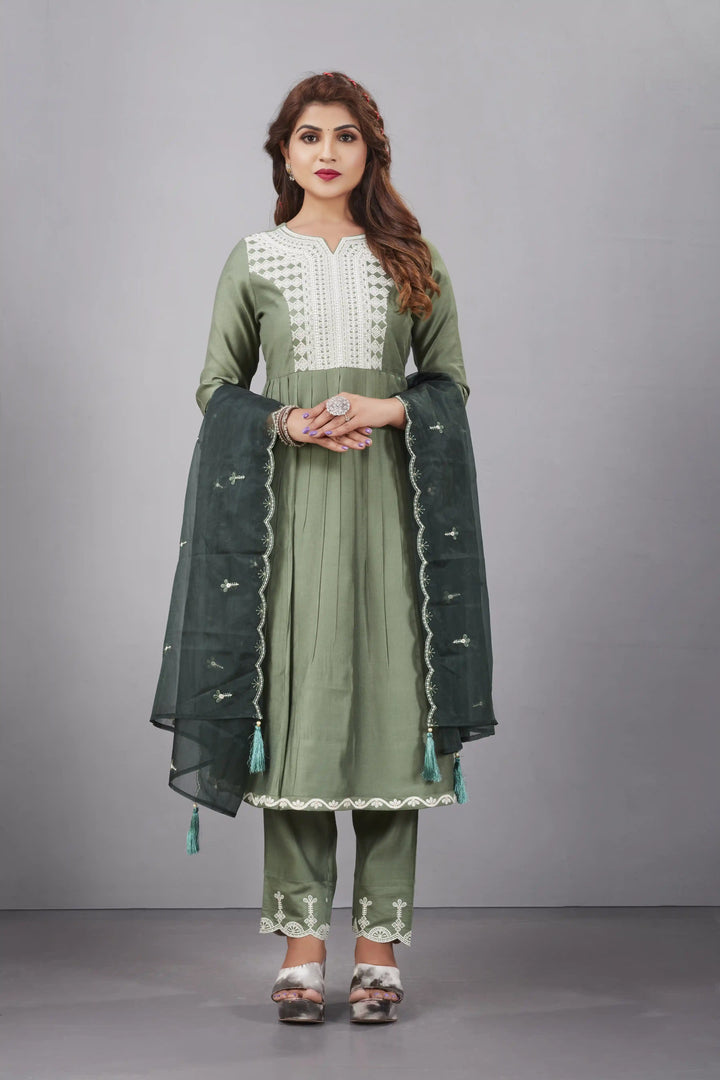Designer Muslin Silk Top | Organza Dupatta with Lukhnowi Work