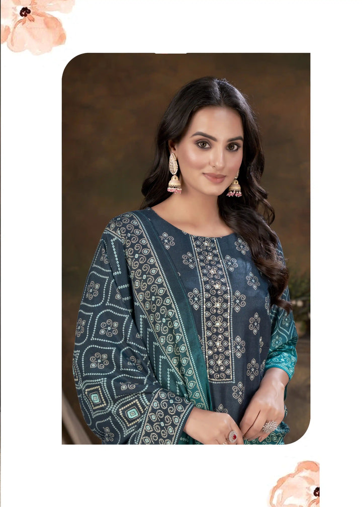 Party Wear Teal Blue Kurti Set | Luxurious Gadwal Silk & Exquisite Embroidery
