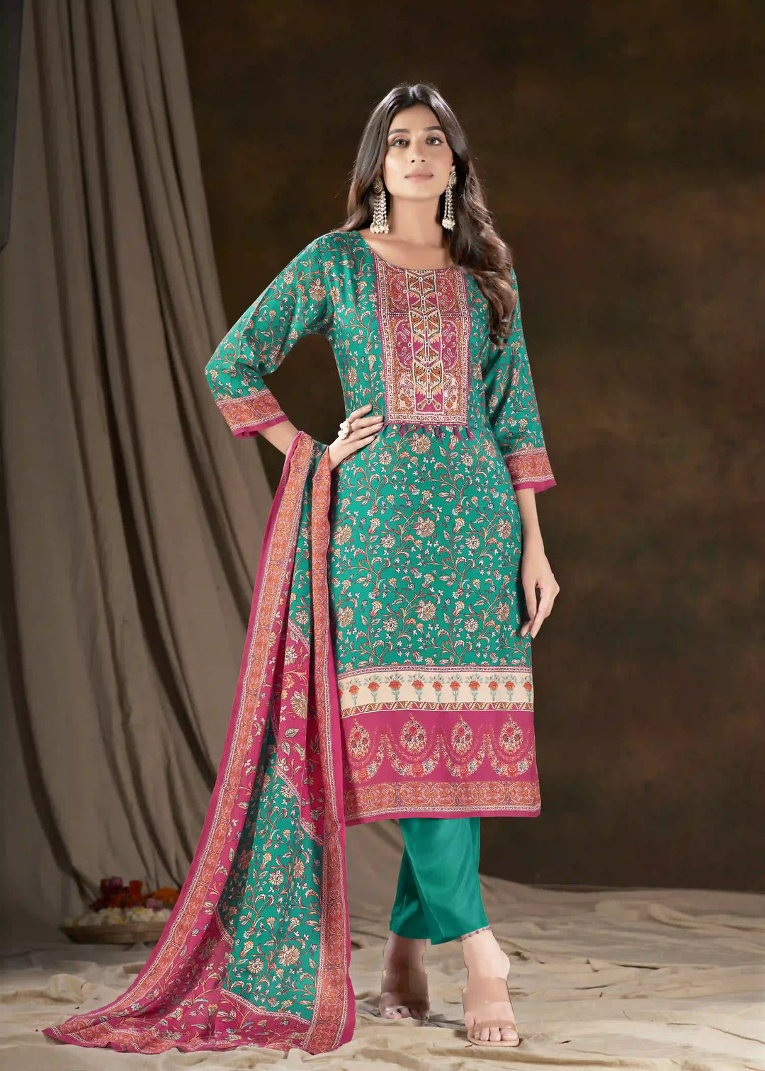 Designer Muslin Sea Green Kurti Set | Perfect Blend of Style & Comfort