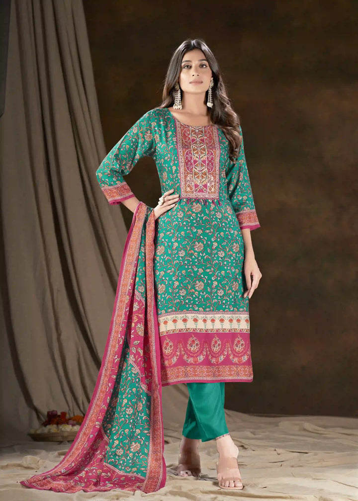 Designer Muslin Sea Green Kurti Set | Perfect Blend of Style & Comfort