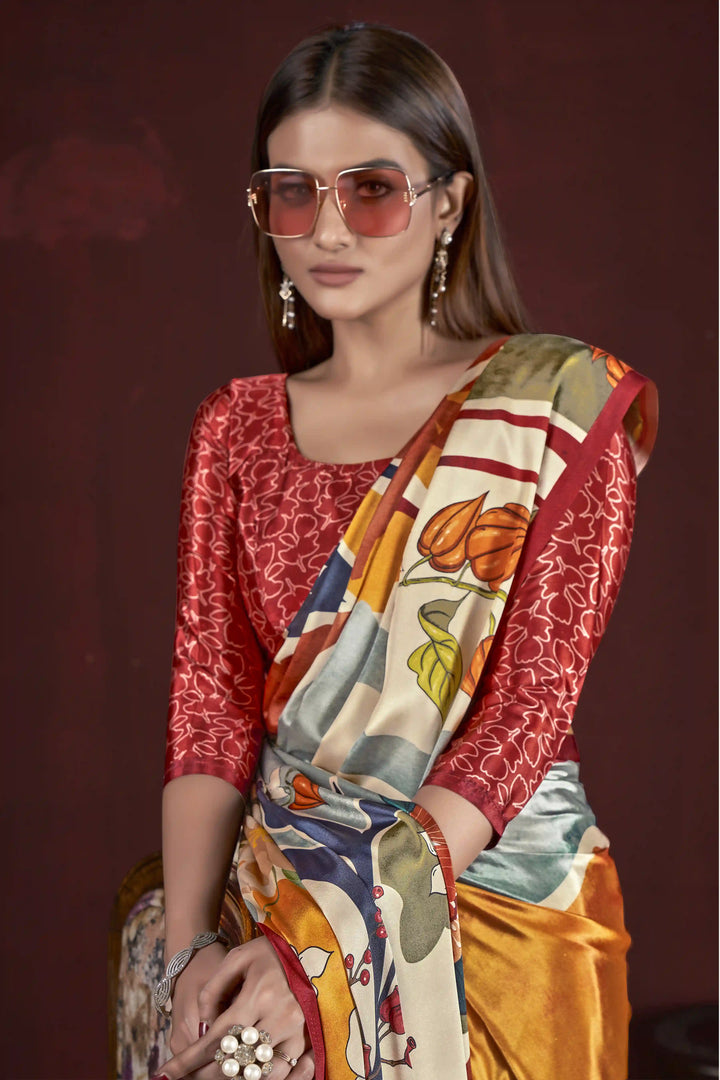 Designer Crepe Soft Silk Saree | Digital Print Wedding & Event Wear