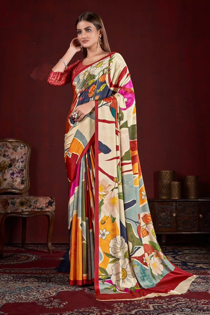Designer Crepe Soft Silk Saree | Digital Print Wedding & Event Wear