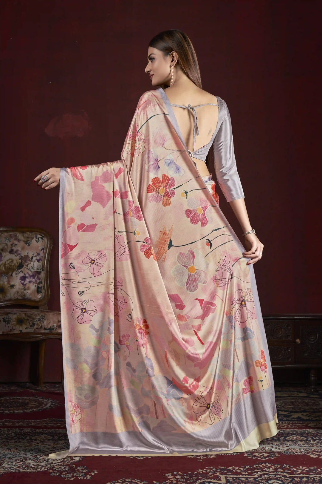 Designer Digital Printed Soft Silk Saree | Elegant Crepe Fabric for Weddings
