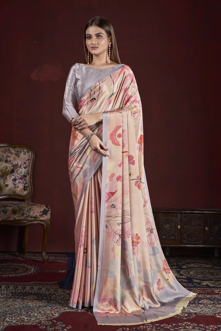 Designer Digital Printed Soft Silk Saree | Elegant Crepe Fabric for Weddings