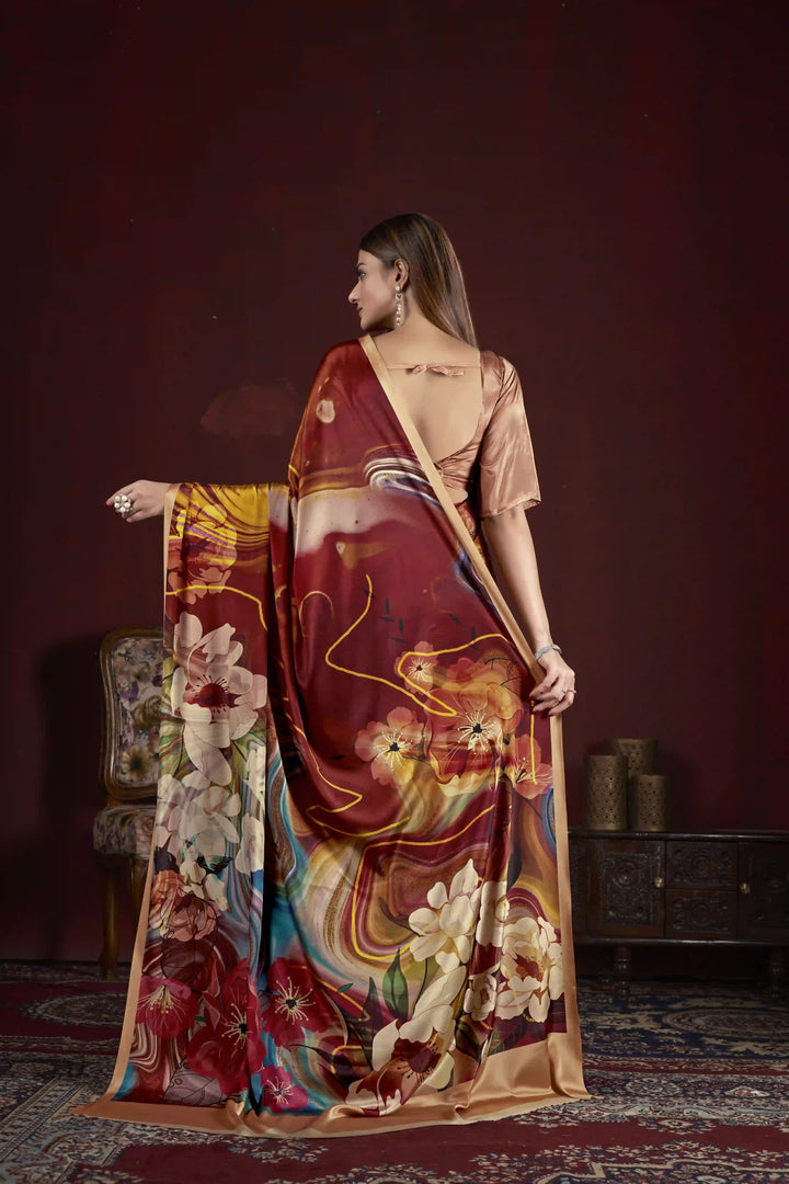 Designer Digital Printed Crepe Soft Silk Saree | Wedding & Party Essential