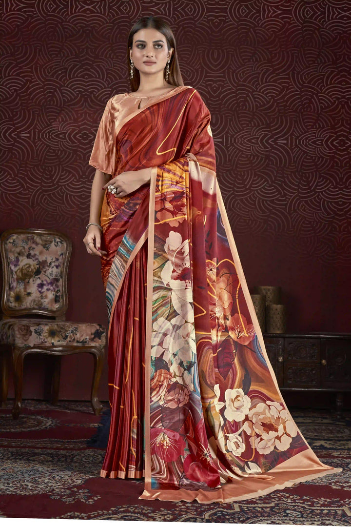 Designer Digital Printed Crepe Soft Silk Saree | Wedding & Party Essential