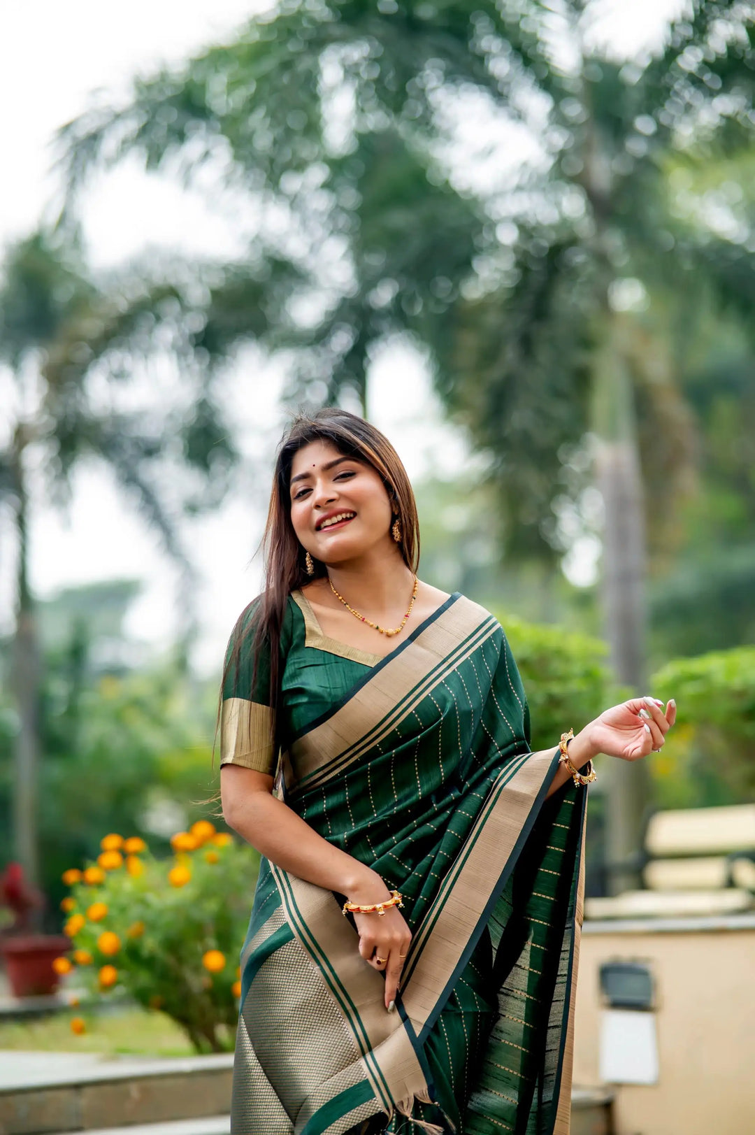 Tusser Silk Party Wear Saree | Designer Wevon Border with Blouse