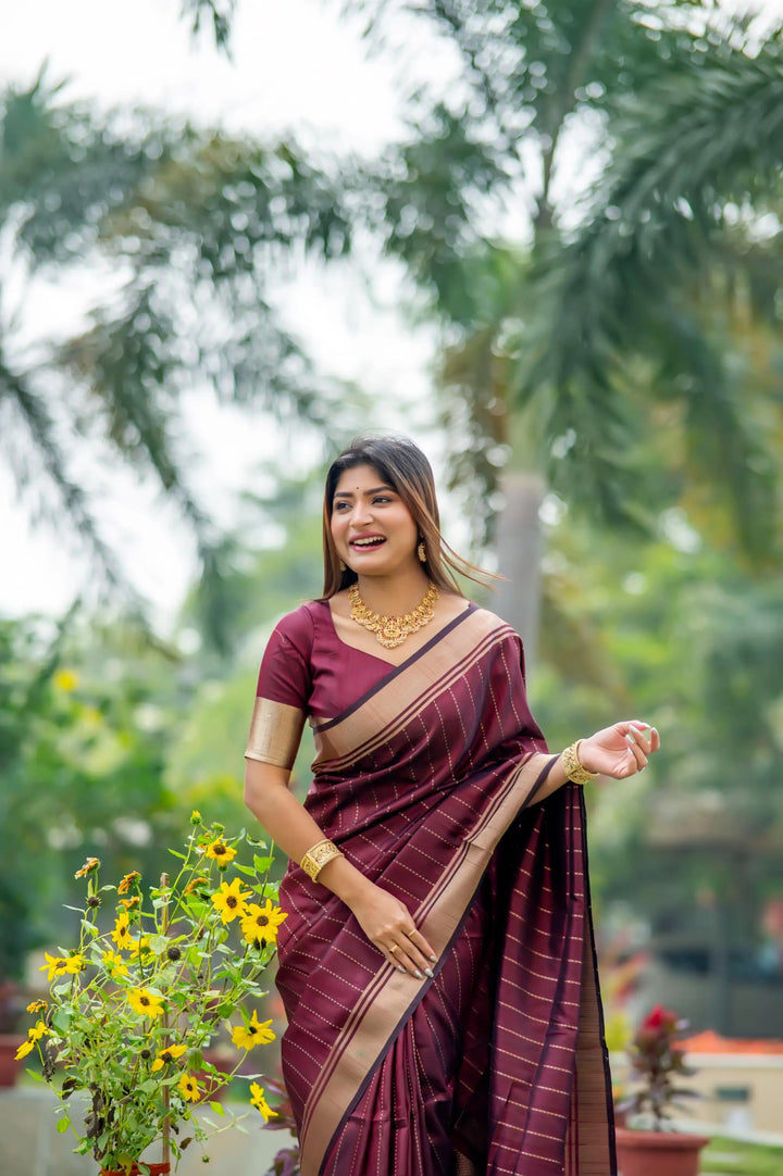 Tusser Silk Party Wear Saree | Designer Wevon Border with Blouse