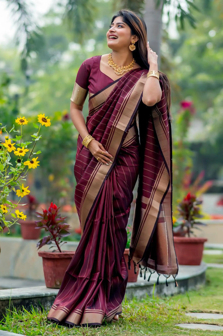 Tusser Silk Party Wear Saree | Designer Wevon Border with Blouse