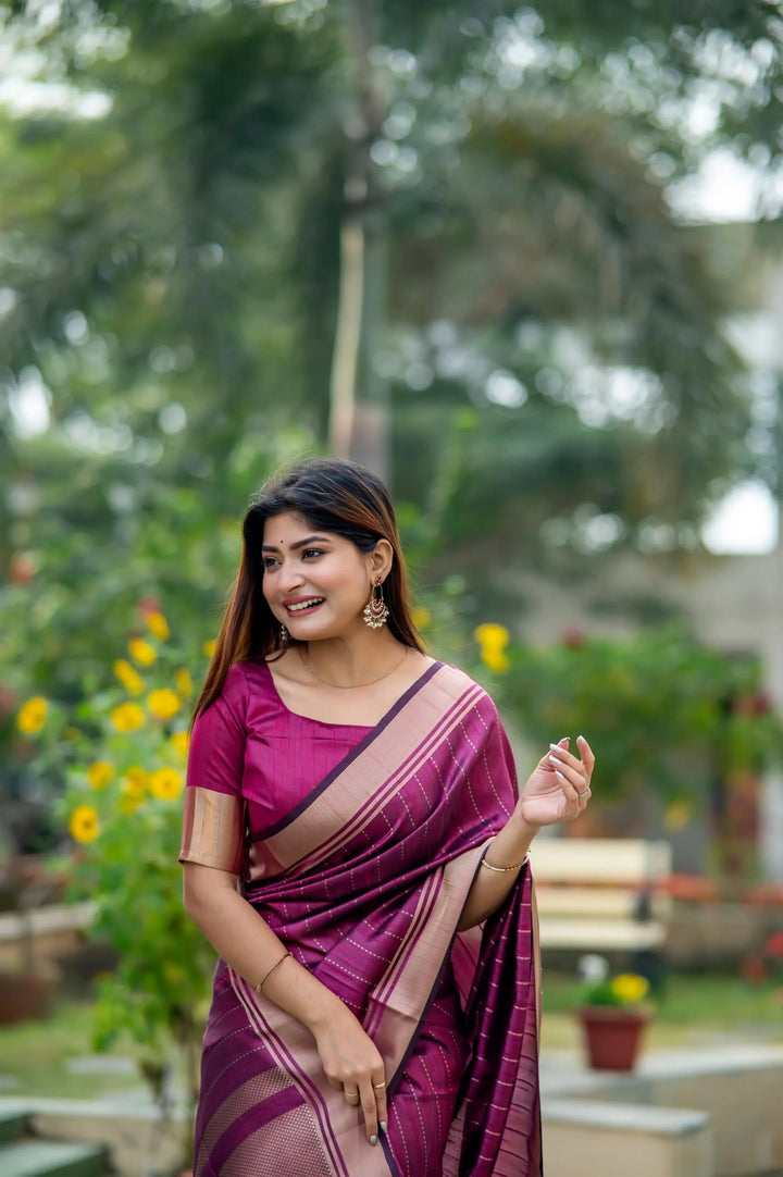 Tusser Silk Party Wear Saree | Designer Wevon Border with Blouse