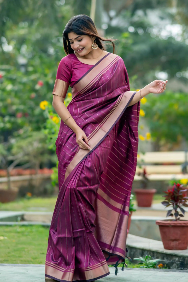 Tusser Silk Party Wear Saree | Designer Wevon Border with Blouse
