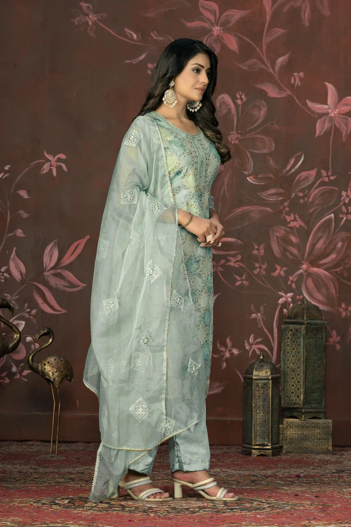 Elegant Organza Kurti Set | Exquisite Embroidery & Handwork Design